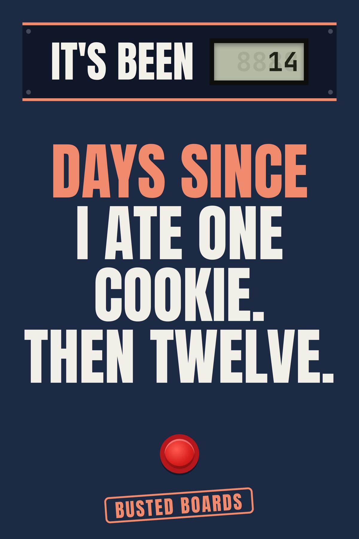 Days since I ate one cookie. Then twelve.